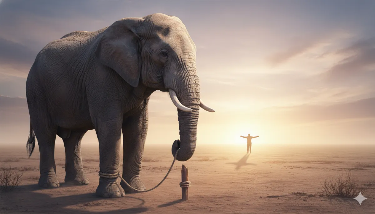 سندروم فیلِ زنجیرشده: چرا احساس می‌کنید «گیر افتاده‌اید»؟ راهنمای علمی غلبه بر «درماندگی آموخته‌شده» و بازپس‌گیری قدرت