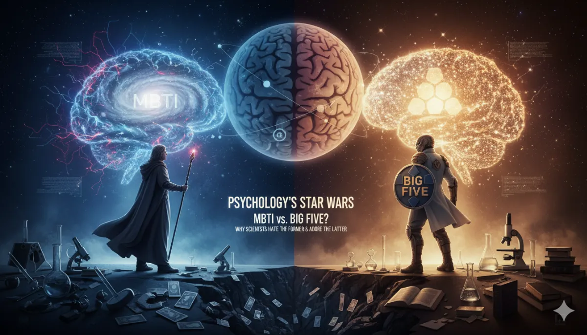 جنگ ستارگانِ روانشناسی: MBTI یا Big Five؟ چرا دانشمندان از اولی متنفرند و دومی را می‌پرستند؟ (راهنمای جامع گذار به علم)